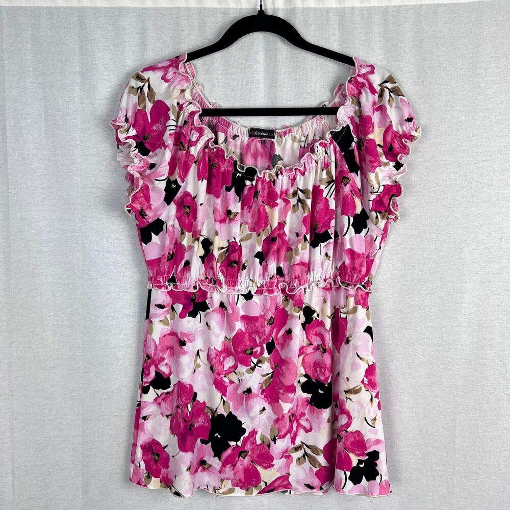Vintage Y2K Babydoll Top Milkmaid Pink Floral Artsy Fairy Romantic Coquette